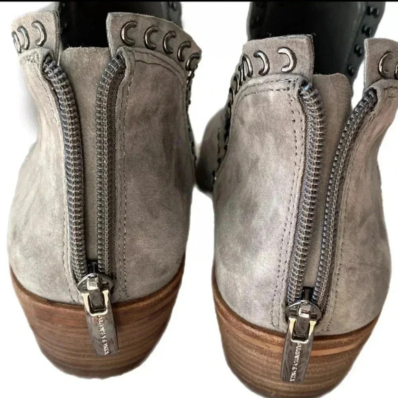 VINCE CAMUTO Chateau Gray Leather Prafinta Ankle Booties Suede Boot Sz 9.5 - Picture 6 of 11